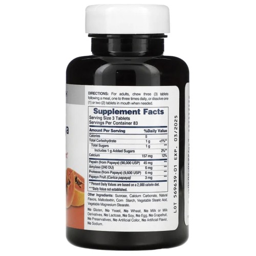 American Health, Оригинальный жевательный фермент папайи, 250 таблеток