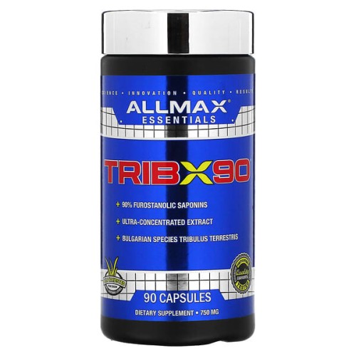 ALLMAX, TribX90, ультраконцентрат, якорцы, 90% сапонинов фурастанолового типа, 750 мг, 90 капсул