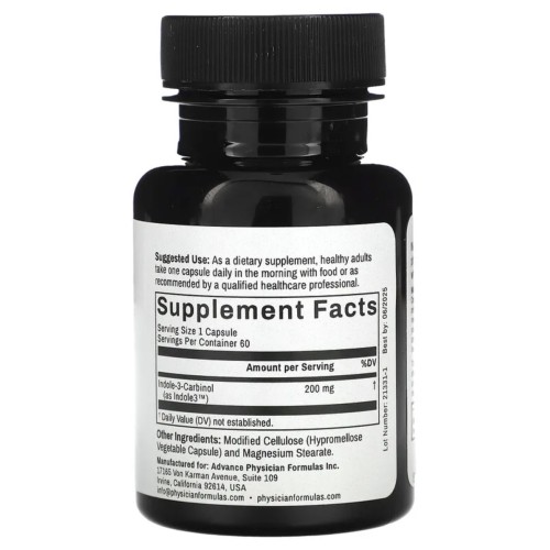 Advance Physician Formulas, Inc., индол-3-карбинол, 200 мг, 60 вегетарианских капсул (60 порций)