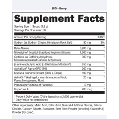 BUCKED UP, LFG burn, PREMIUM Pre-Workout, предтренировочный комплекс сжигающий жир, со вкусом ягод (BERRY), 297 г (30 порций)