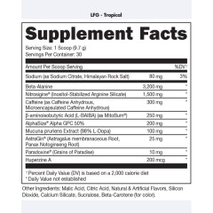 BUCKED UP, LFG burn, PREMIUM Pre-Workout, предтренировочный комплекс сжигающий жир, Тропический вкус, 291 г (30 порций)