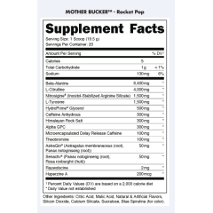 BUCKED UP, Mother Bucker PREMIUM Pre-Workout, усиленный предтренировочный комплекс, вкус Rocket Pop (Голубая малина, лайм, вишня), 390 г (20 порций)