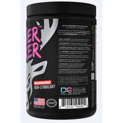 BUCKED UP, Mother Bucker PREMIUM Pre-Workout, усиленный предтренировочный комплекс, вкус Miami (Клубника, манго, ананас), 390 г (20 порций)