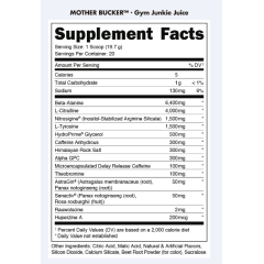 BUCKED UP, Mother Bucker PREMIUM Pre-Workout, усиленный предтренировочный комплекс, вкус Gym Junkie Juice (Красная малина/Апельсин), 394 г (20 порций)