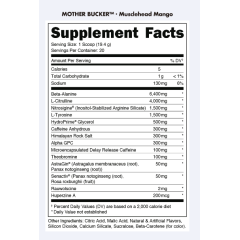 BUCKED UP, Mother Bucker PREMIUM Pre-Workout, усиленный предтренировочный комплекс, вкус Musclehead Mango (Манго), 388 г (20 порций) 