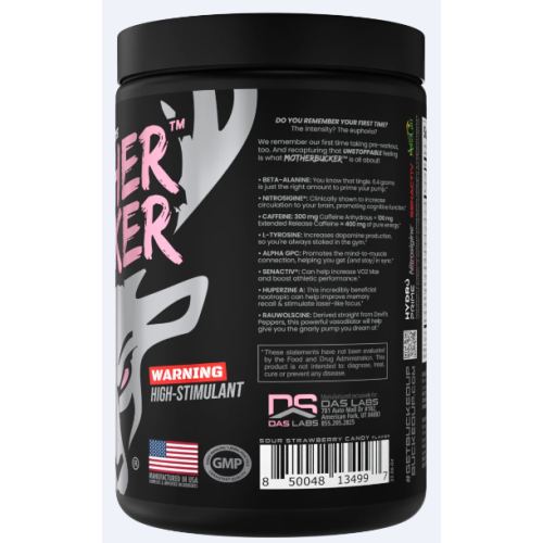 BUCKED UP, Mother Bucker PREMIUM Pre-Workout, усиленный предтренировочный комплекс, вкус Strawberry super sets (Клубника), 398 г (20 порций)