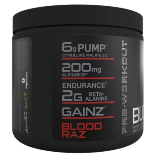 BUCKED UP, PREMIUM Pre-Workout, предтренировочная добавка, вкус Blood Raz (Красная вишня), 260 г (25 порций)