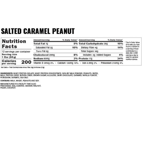 BUCKED UP, Buck Bar, протеиновый батончик, вкус Salted Caramel Peanut, 1 шт (60 г) СРОК ГОДНОСТИ 04/24