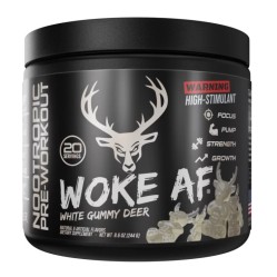 BUCKED UP, Woke AF, PREMIUM Pre-Workout, Ноотропный предтренировочный комплекс, вкус White Gummy Deer (Белый мармеладный олень), 244 г (20 порций)