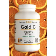 California Gold Nutrition, Gold C, витамин C класса USP, 500 мг, 240 вегетарианских капсул