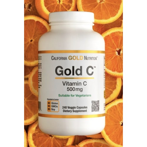 California Gold Nutrition, Gold C, витамин C класса USP, 500 мг, 240 вегетарианских капсул