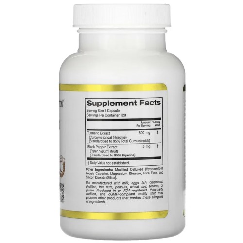 California Gold Nutrition, Curcumin C3 Complex с экстрактом BioPerine, 500 мг, 120 капсул