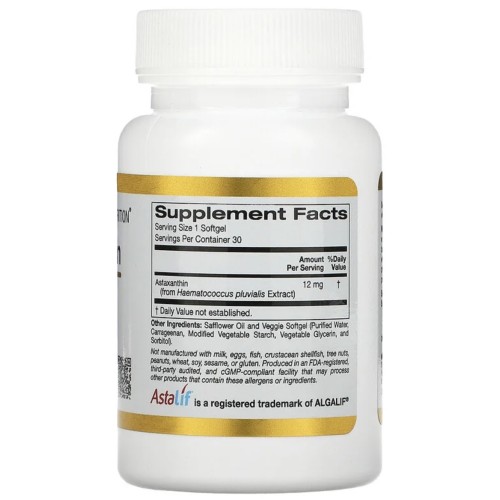 California Gold Nutrition, астаксантин, чистый исландский продукт AstaLif, 12 мг, 30 таблеток