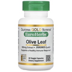 California Gold Nutrition, Экстракт листьев оливкового дерева, 500 мг, 60 растительных капсул