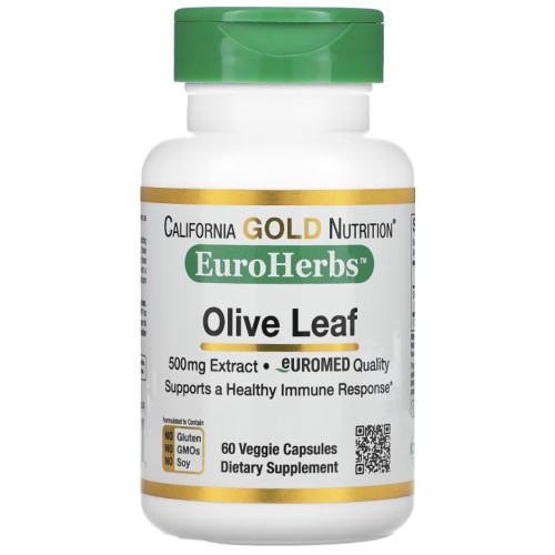 California Gold Nutrition, Экстракт листьев оливкового дерева, 500 мг, 60 растительных капсул
