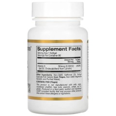 California Gold Nutrition, витамин D3, 50 мкг (2000 МЕ), 90 рыбно-желатиновых капсул