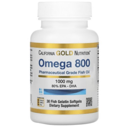 California Gold Nutrition, омега 800, 80% ЭПК/ДГК, в форме триглицеридов, 1000 мг, 30 капсул