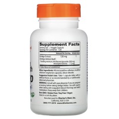 Doctor's Best, Ginkgo, гинкго с повышенной силой действия, 120 мг, 120 вегетарианских капсул