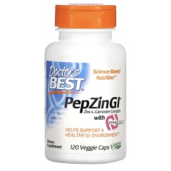 Doctor's Best, PepZin GI, комплекс цинк-L-карнозина, 120 вегетарианских капсул