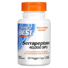 Doctor's Best, серрапептаза Best, 40 000 SPU, 90 вегетарианских капсул