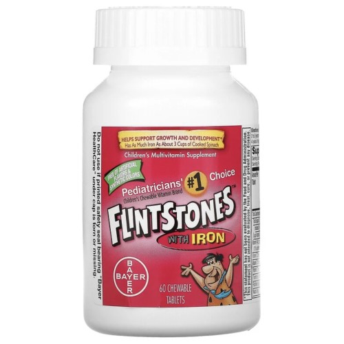 BAYER, Flintstones, Детский поливитамин с железом, фруктовые вкусы, 60 жевательных таблеток