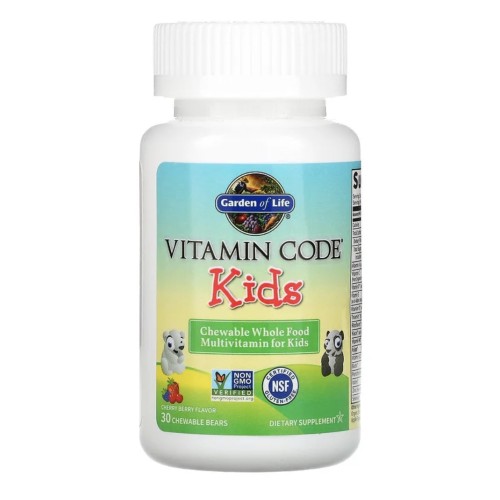 Garden of Life, Vitamin Code, для детей, жевательные цельнопищевые мультивитамины, вишня, 30 мишек