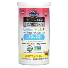 Garden of Life, Dr Formulated Probiotics, Organic Kids+, органические пробиотики для детей, со вкусом органической клубники и банана, 30 вкусных жевательных таблеток