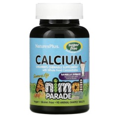 NaturesPlus, Animal Parade, детский жевательный кальций без сахара, ванильное мороженное 90 таблеток