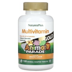 NaturesPlus, Animal Parade Gold, мультивитамины для детей, со вкусом апельсина, 120 таблеток в форме животных