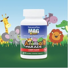 NaturesPlus, Animal Parade, Mag Kidz, магний для детей, вишневый вкус, 90 таблеток в форме животных