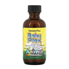 NaturesPlus, Animal Parade, Baby Plex, жидкие мультивитаминные капли без сахара, апельсин, 60 мл
