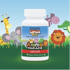 NaturesPlus, Source of Life, Animal Parade, ДГК для детей, детские жевательные, вишня, 90 таблеток