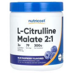 Nutricost, L-цитруллин малат 2:1, голубая малина, 300 г (10,7 унции)
