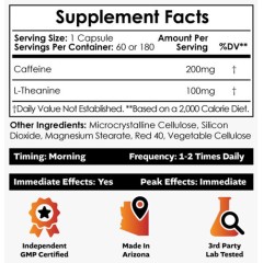 Nootropics Depot, 200mg Caffeine + 100mg L-Theanine, 60 капсул