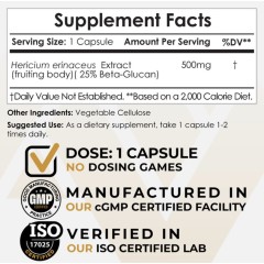 Nootropics Depot, Lion's Mane, Mushroom Extract, ежовик гребенчатый, двойной экстракт львиной гривы 8:1, 500 мг, 60 капсул