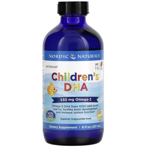 Nordic Naturals, ДГК для детей от 1 до 6 лет, со вкусом клубники, 530 мг, 237 мл (8 жидк. унций)