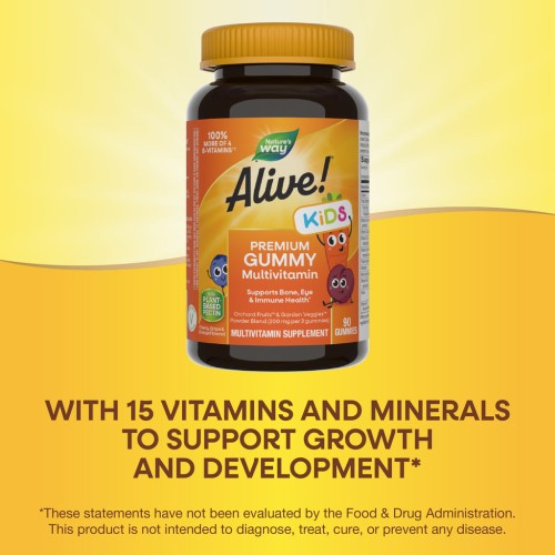 Nature's Way, Alive! детский комплекс мультивитаминов, вишня/апельсин/виноград 90 жевательных конфет