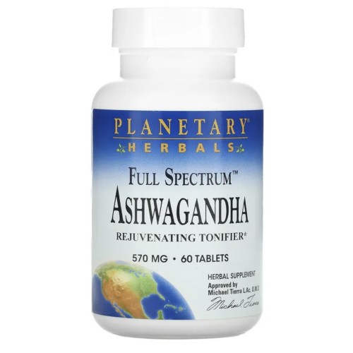 Planetary Herbals, Ашваганда полного спектра действия, 570 мг, 60 таблеток
