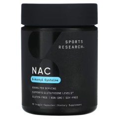 Sports Research, NAC, N-ацетилцистеин, 600 мг, 90 растительных капсул