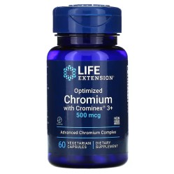 Life Extension, оптимизированный хром с Crominex 3+, 500 мкг, 60 вегетарианских капсул !!! УЦЕНКА: срок годности 03/25