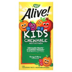 Nature's Way, Alive! комплекс мультивитаминов для детей, апельсин и ягоды, 120 жевательных таблеток