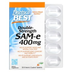 Doctor's Best, SAM-e двойной силы (дисульфат тозилат), 400 мг 30 таблеток, с кишечнораств оболочкой