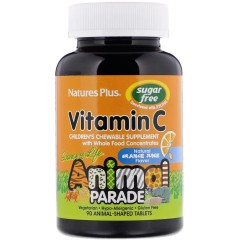 NaturesPlus, Animal Parade, жевательный витамин C, без сахара для детей, апельсин, 90 таблеток