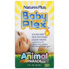 NaturesPlus, Animal Parade, Baby Plex, жидкие мультивитаминные капли без сахара, апельсин, 60 мл