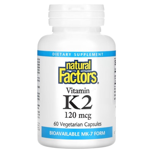 Natural Factors, витамин K2, 100 мкг, 60 вегетарианских капсул
