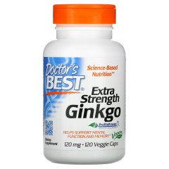 Doctor's Best, Ginkgo, гинкго с повышенной силой действия, 120 мг, 120 вегетарианских капсул