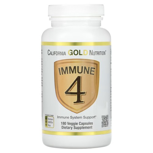 California Gold Nutrition, Immune 4, средство для укрепления иммунитета, 180 растительных капсул