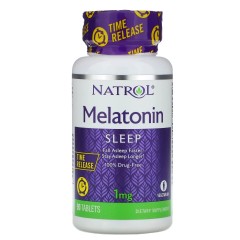 Natrol, Мелатонин, медленное высвобождение, 1 мг, 90 таблеток