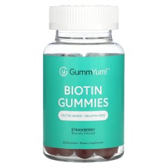 GummYum!, Жевательные таблетки с биотином, натуральный клубничный ароматизатор, 2500 мкг, 60 мармеладок