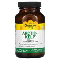 Country Life, Arctic-Kelp, арктические бурые водоросли, 225 мкг, 300 таблеток !!! УЦЕНКА: срок годности 02/25